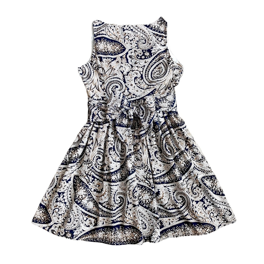 J Crew Women’s navy gold cream paisley print Cecelia dress - Sz 2 - Picture 10 of 11